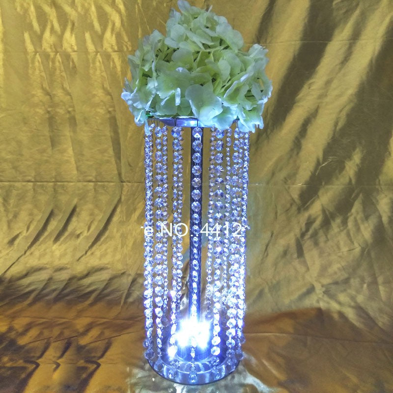 Acrylic Crystal metal Wedding Flower Ball Holder 30cm-70cm Table Centerpiece Vase Stand Crystal Candlestick Wedding Decoration Gold Silver