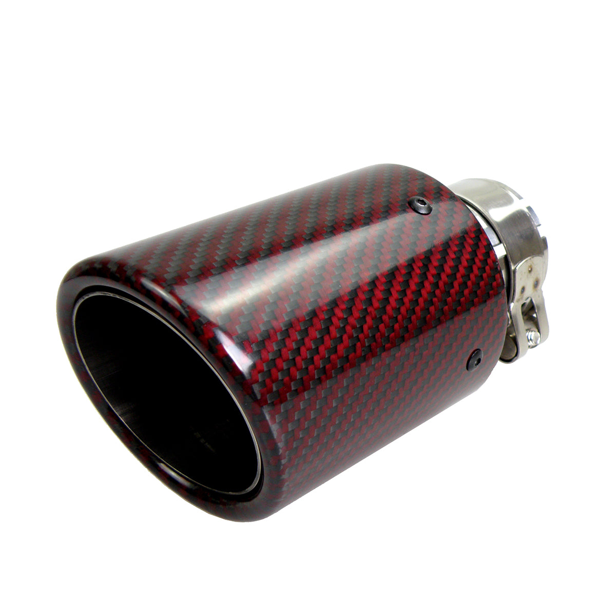 3.5&quot; Outlet Glossy Red Twill Carbon Fiber Exhaust Pipe Curly Edge Muffler Tips Outlet 89mm