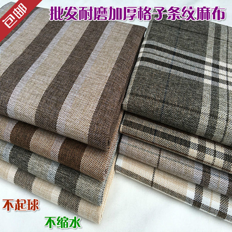 Quality thickening sofa linen fabric stripe plaid fabric fluid car covers cushion fabric table cloth diy