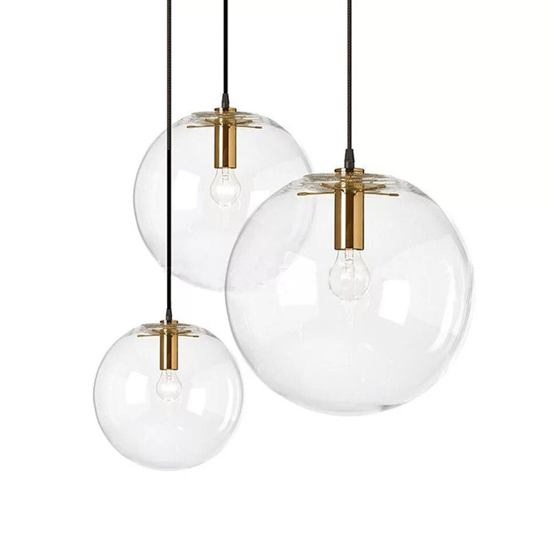 Nordic Glass Ball Lamp Pendant Lighting Clear Bubble Chandelier Suspension Globe Lamp Golden- Copper- Black color