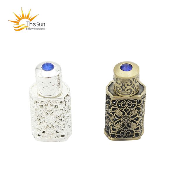 Perfume Bottles 3ml Bronze Arabic Bottle Refillable Arab Attar Glass with Craft Decoration Essential Oil Container
