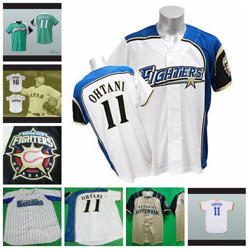 Custom 2011 Hokkaido Nippon Ham Fighters Jersey Darvish Shohei Ohtani 16 Japan Samurai Black Pinstriped Baseball Jerseys