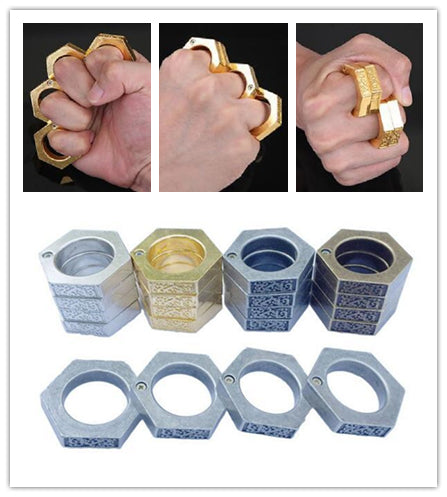 Knuckle Duster Belt Buckle THICK Alloy 4Colors Brass Knuckles Dusters Flat Head Four Finger Outdoor Self Defense Tool Boxing Protective Gear