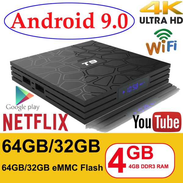 Android 9.0 TV Box T9 4GB RAM 32GB-64GB Rockchip RK3318 1080P H.265 4K Google Player Store TVBOX