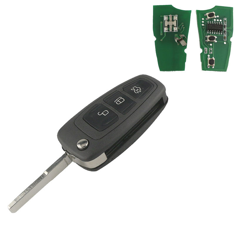 3 Buttons Flip Folding Remote Car Key For Fawkes 3 For Focus Mk1 Fiesta 2013 433Mhz With 4D63 Chip HU101 Blade ASK