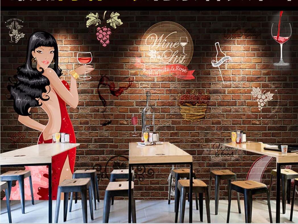 3d room wallpaper custom photo mural Bar Beauty Red Wine Vintage Industrial Wind Large 3D Wall wall papers home wallpaper for walls 3 d