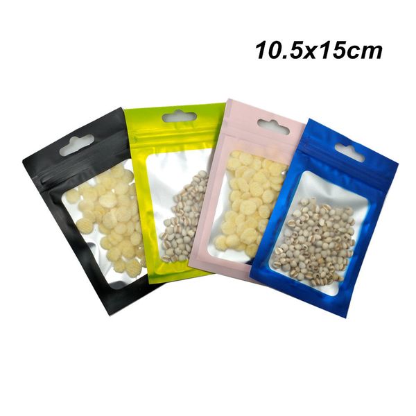 10.5x15cm Matte Aluminum Foil Zipper Packaging Bag with Hang Hole Electronics Food Storage Reclosable Packing Pouches Sundries Mylar Bags