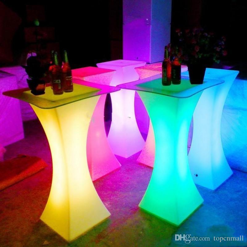 New Rechargeable LED Luminous cocktail table Furniture waterproof glowing lighted up coffee table bar kTV disco party supply