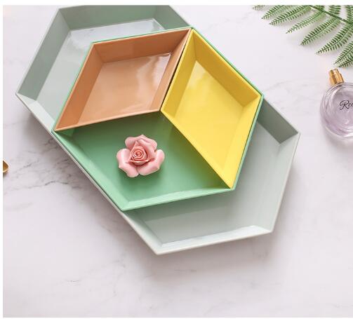 Nordic Wind Geometry Receives Breakfast Trays Free Combination Stitching Fruit Plate Snack Creative Desktop Jewelry Plates Tray