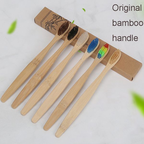 Bamboo Toothbrush Natural Bamboo Fibre Wooden Handle Health And Eco Friendly Adult Oral Care Soft Hair Medium Hard Toothbrush BH1867 CY