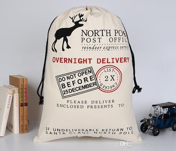 Christmas Gift Bags New Year Christmas Candy Bag Santa Claus Drawstring Canvas Sack Tableware Rustic Vintage Stockings Gift Bag
