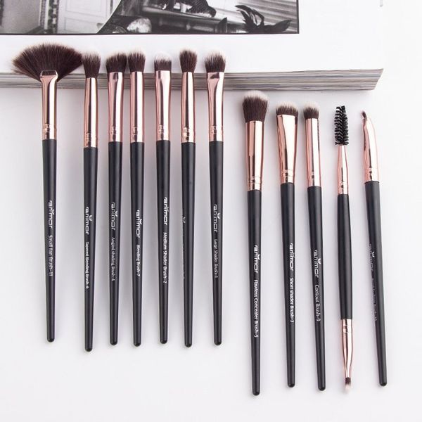 Makeup Brushes Anmor Makeup Brushes Set 12pcs-lot Eye Shadow Blending Eyeliner Eyelash Eyebrow Brushes For Make up Professional Eyeshadow Br