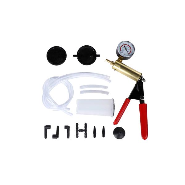 Freeshipping 2 In 1 Brake Fluid Bleeder Hand Held Manual Vacuum Pump Tool Kit w-Box