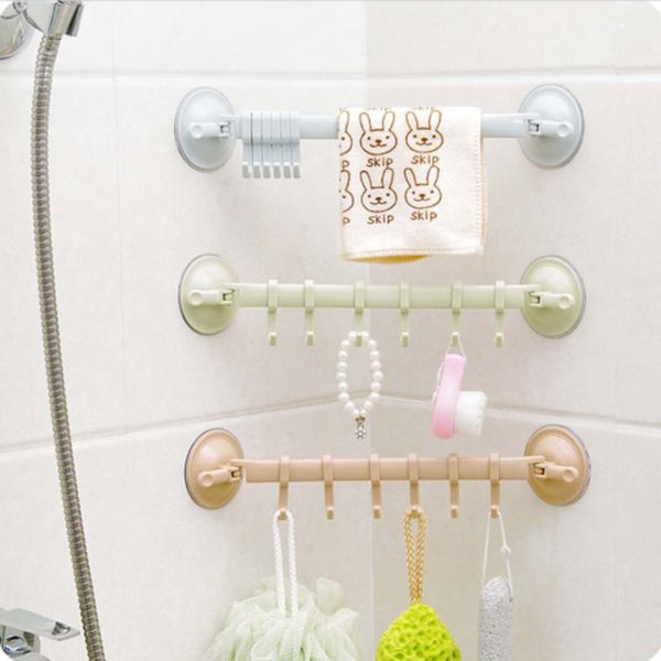 Adjustable 6 Hooks Double Suction Cup Towel Hanger Rack Hanging Shelves Holders Lock Type Sucker Bathroom Hook Organizer free shipping hot