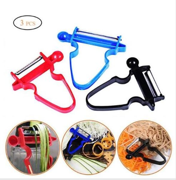 3 pcs- Set Slicer Shredder Peeler Julienne Cutter Multi Peel Stainless Steel Blade Zesters Kitchen Tools Magic Trio Peeler Set GB963