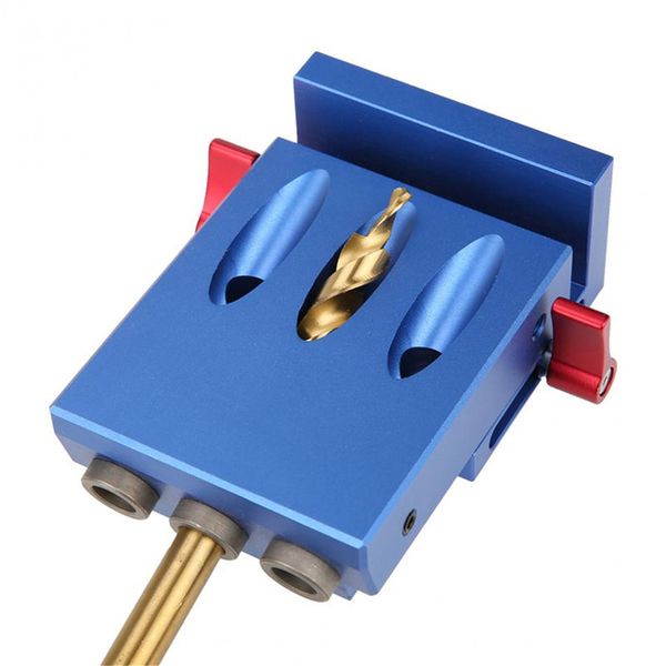 Freeshipping For Xk-3 Pocket Hole Jig Kit 3 Holes Woodworking Drill Guide Aluminium Oblique Drill Guide Locator Tools 9.5Mm Drill Bit Punch