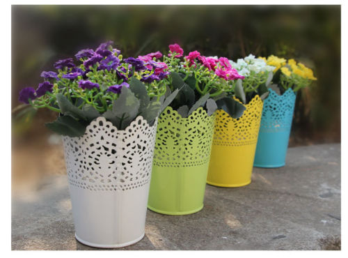 1Pcs Cute Lace Floral Plant Flower Vase Pot Pen Makeup Brush Storage Boxes Bin Holder Desk Organizer Case Container Cases