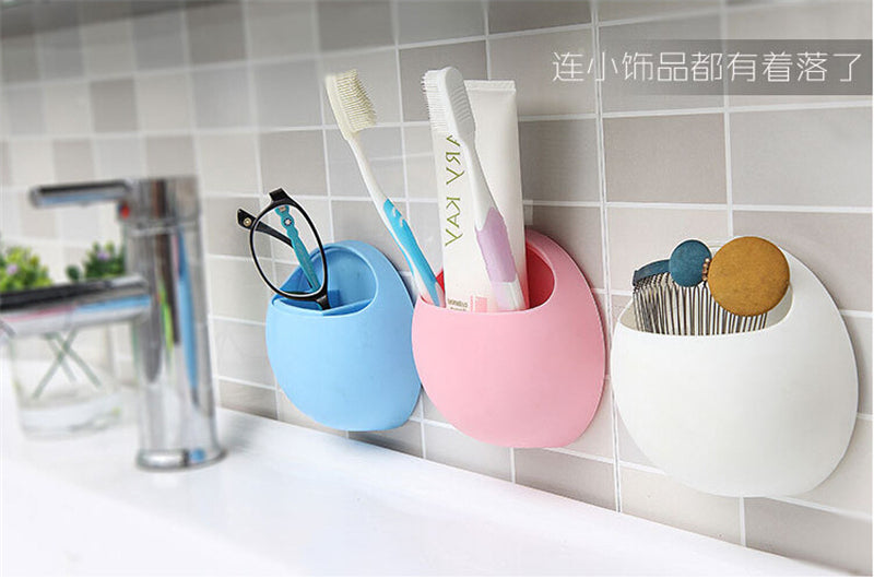 Bathroom Storage Holders Home Bathroom Toothbrush Toothpaste Wall Mount Holder Sucker Suction Organizer Cup Rack Office Racks