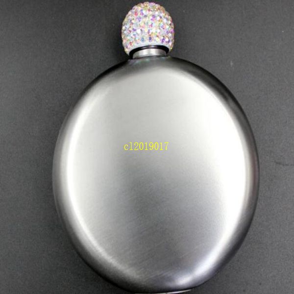 304 Stainless Steel Rhinestone Lids Round Hip Flask 5oz Round Hip Flask Men Pocket Portable Flagon Whisky Wine Bottles