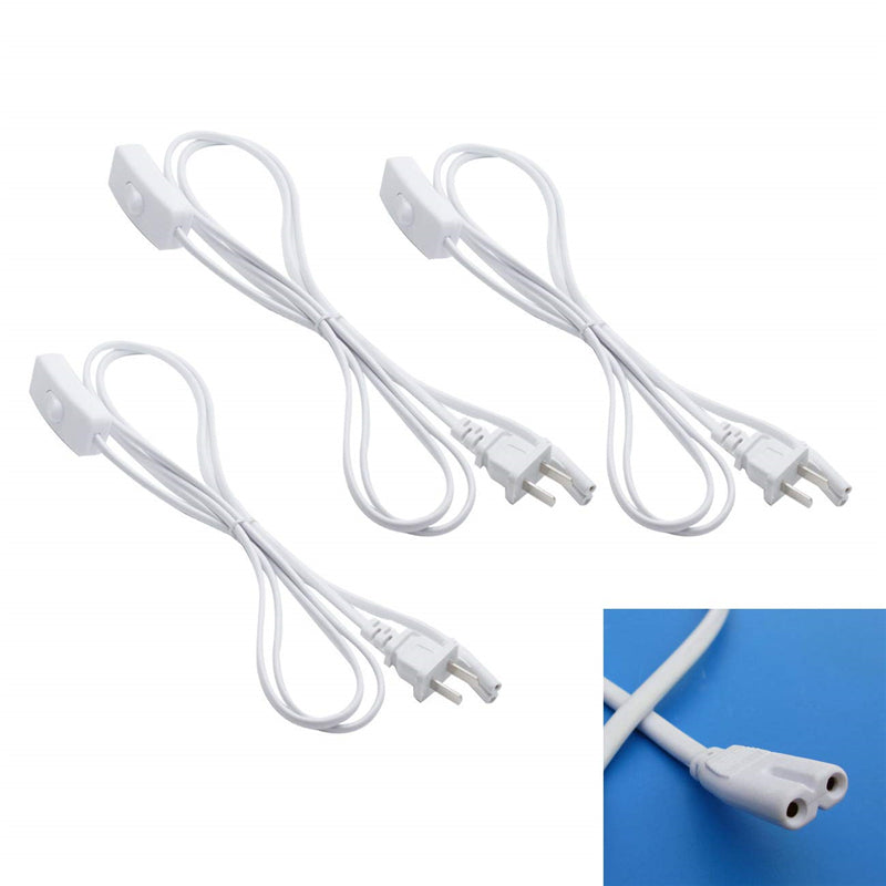 Power Cable Wire for T5-T8 Wire Connector Power Cord 2Pin LED Tube, Extension Cord for Integrated LED Fluorescent Tube Light Bulb US-Plug