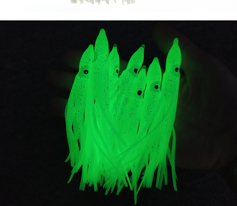 100 pieces Luminous Hoochie Octopus Skirts Trolling Lures Fishing Tackle Soft Plastic Lures Squid Skirts Saltwater-Bait Lures