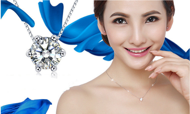 Exquisite and simple water drill pendant single drill Necklace clavicle chain Pendant Necklace Romantic Love Memory Wedding Necklace K606