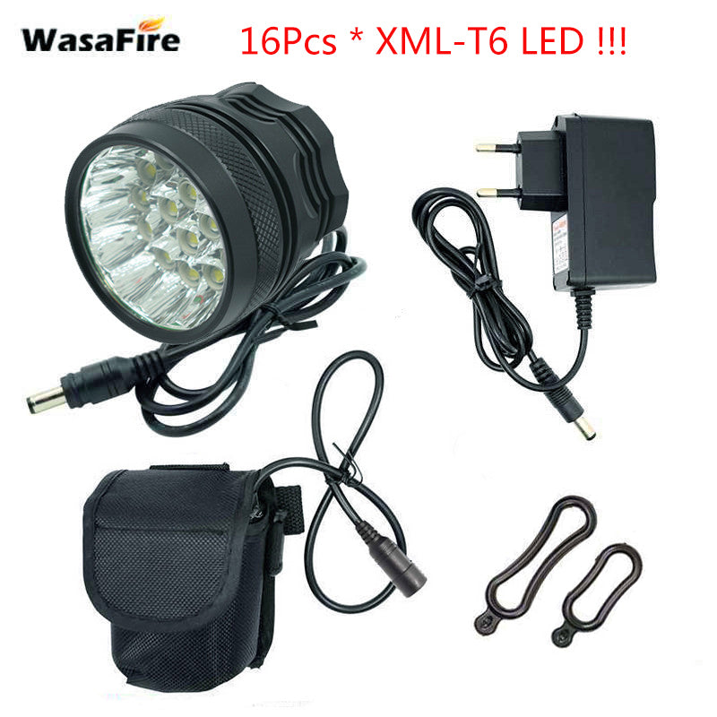 WasaFire 40000 Lumen 16 xT6 LED Bicycle Lamp front Headlight +18650 Batteries Riding Cycling Bike Front Light for Outdoor Riding