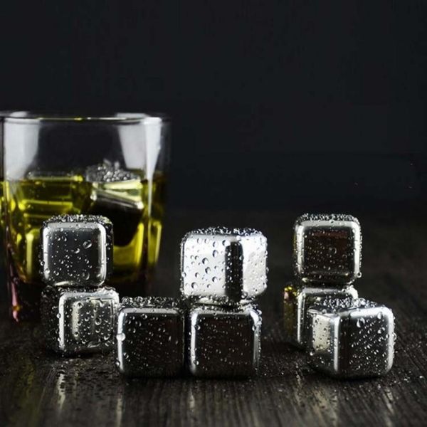 Stainless Steel Ice Cubes Chilling Stones 26x26x26MM Rocks Reusable for Whiskey Wine Beverage Drinks