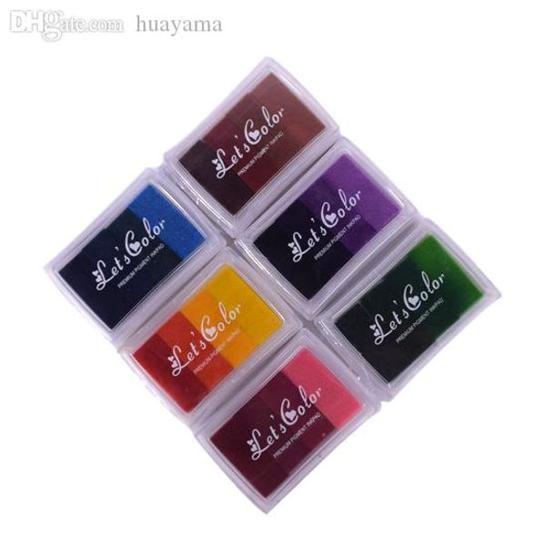 Wholesale- 4 Color Homemade DIY Gradient Color ink Pad Multicolour Inkpad Stamp Decoration Fingerprint Scrapbooking Accessories