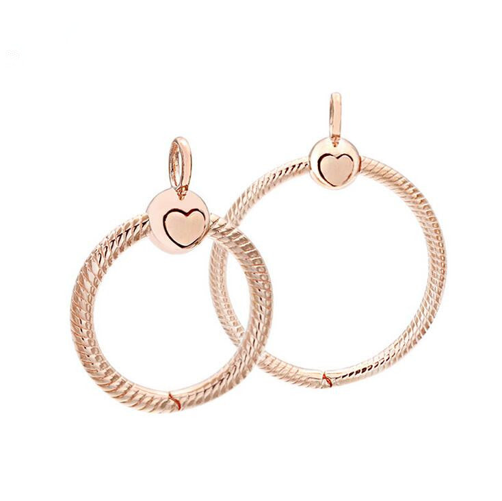 2019 Original 925 Sterling Silver Jewelry Small - Medium Moments O Rose color Pendant Charm Beads Fits European Pandora Bracelets for Women