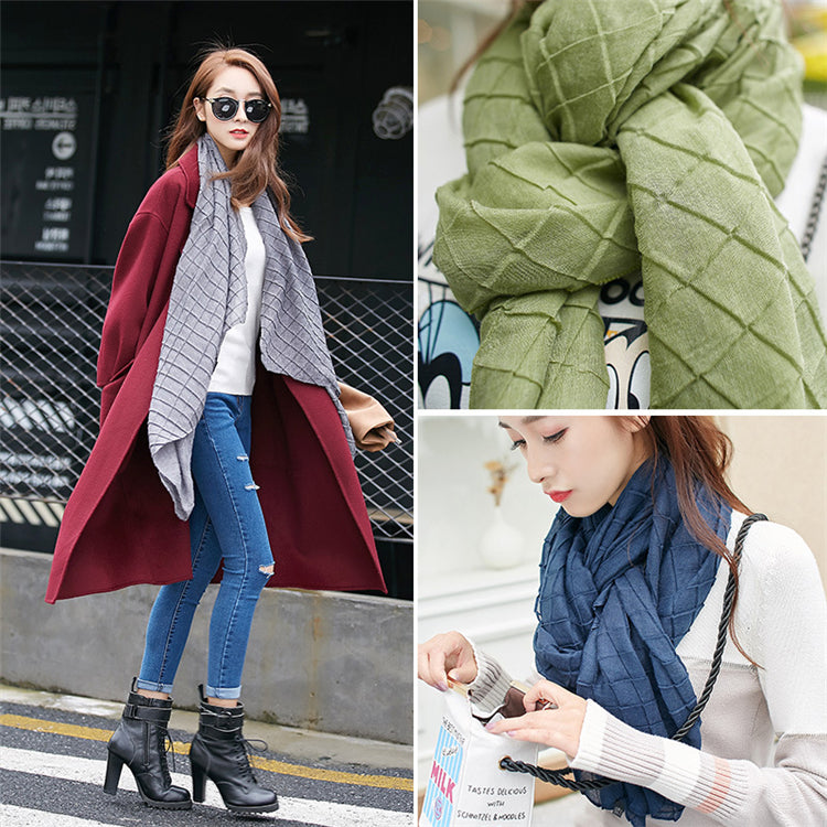 Wholesale-Winter Tartan Scarf Blanket Scarf Solid Color scarves Cotton scarves overside Shawls Women A0464