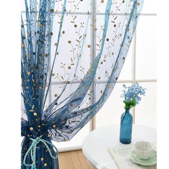 Sheer Curtains Linen embroidered yarn ins fresh natural living room bedroom window Semi transparent screen with floral embroidery
