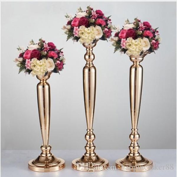 Classic Metal Golden Candle Holders Wedding Table Road Lead Event Party Centerpiece Flower Vase Rack Home Decoration