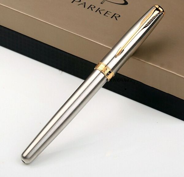 Rollerball Pen Silver Golden Clip pens High Quality Office Writing Stationery Supplies Free Shipping promotion roller ball pen
