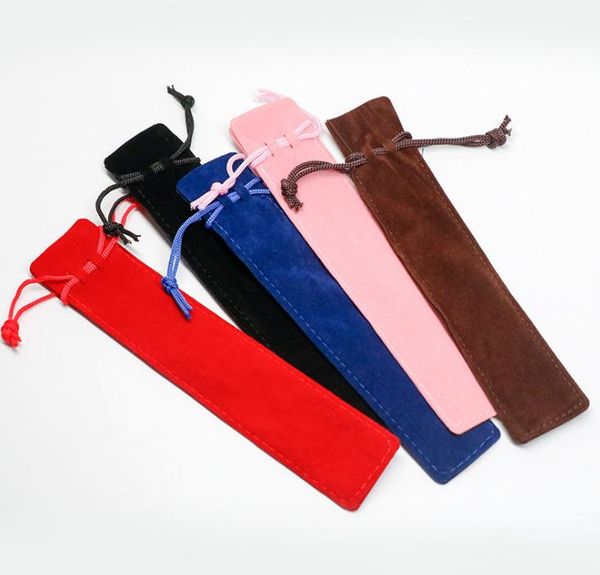 Creative Design Plush Velvet Pen Pouch Holder Single Pencil Bag Pen Case With Rope Office School Writing Supplies Student Christmas Gift SN
