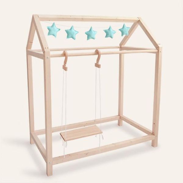 clothing hanger Children Furniture Solid wood landing double pole middle island shelf simple modern cloth hangers display rack clothes shop