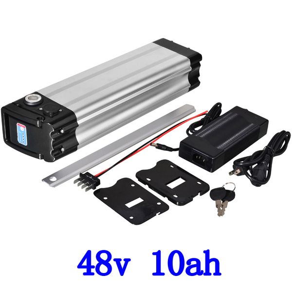 48V 10A Silver Fish Electric Bike Lithium ion Battery 48V 500W e bike Li-ion Battery use 18650 2000mah cell with 2A charger