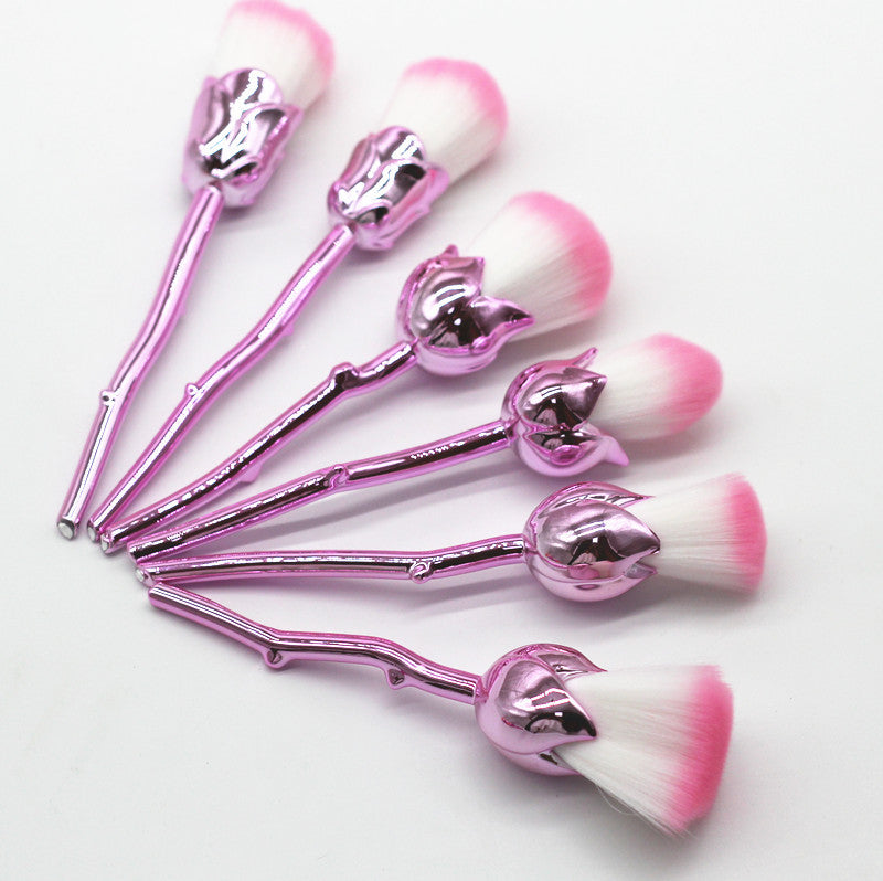 6pcs-Set Beauty and Rose Flower Shape Makeup Brushes Foundation Powder Make Up Flower Brushes Set Beauty Blush Brush Colorful