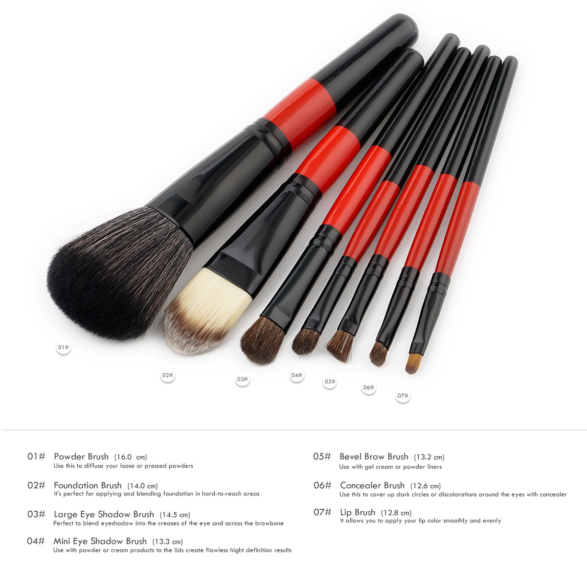 Portable Makeup brushes set 7pcs tools wood handle nylon hair make-up accessory for eye shadow blush cosmetics 20sets-lot DHL Free