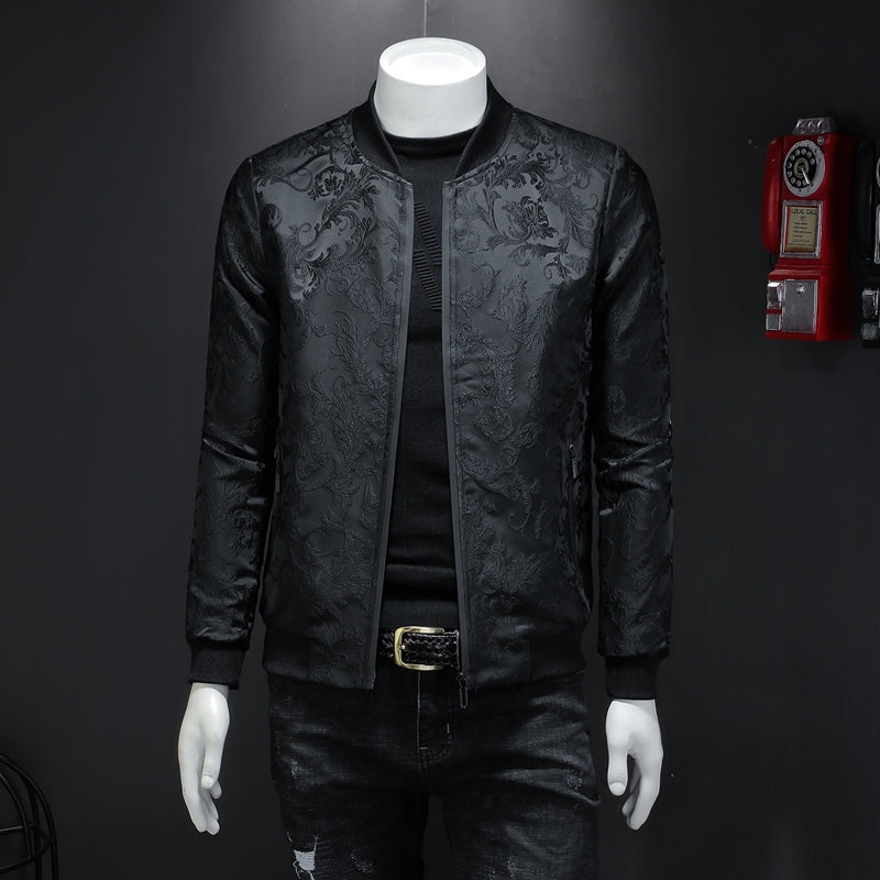 2023 Men&#039;s New Stand Collar Top Slim Jacket Youth Casual Trend Outer Fashion Embroidered Handsome Printed Baseball Uniform