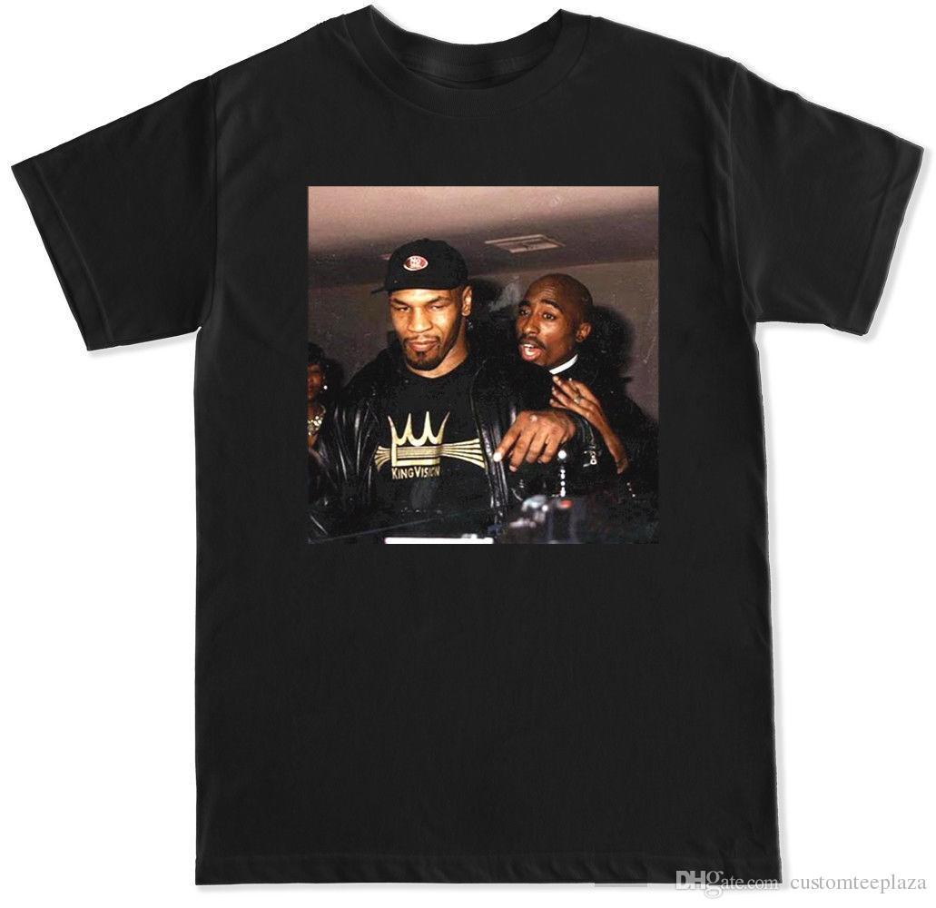 100% Cotton T-Shirt Hip Hop Rap T Shirt For Men Tyson Couple T Shirt Tupac Boxing Legends Mike Shakur Factory Outlet La Trap Popular Custom