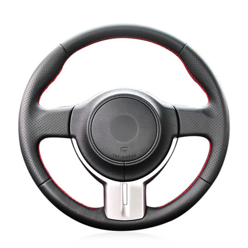 For Toyota 86 2012-2015 hand-sewn steering wheel cover black artificial leather