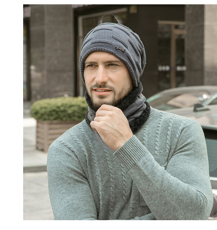 Winter Hats & Scarves Sets Fashion Mens Sets with Hats Scarves Warm Autumn Hats for Mens with Letter Casual Scarves Optionals