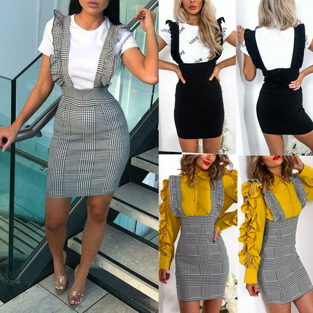 Women Strap Skirts Frill Ruffles Bodycon Bids Skirts Party Fashion Ladies High Waist Strappy Pencil Skirts