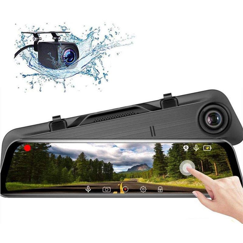 12&quot; IPS Touch Screen Car DVR Stream Media Mirror Dash Camera Hi3556 Chip 2K Video Double Recording 170Â° Front + 140Â° Rear View Angle