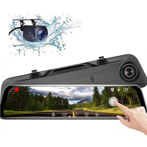 12&quot; IPS Touch Screen Car DVR Stream Media Mirror Dash Camera Hi3556 Chip 2K Video Double Recording 170° Front + 140° Rear View Angle