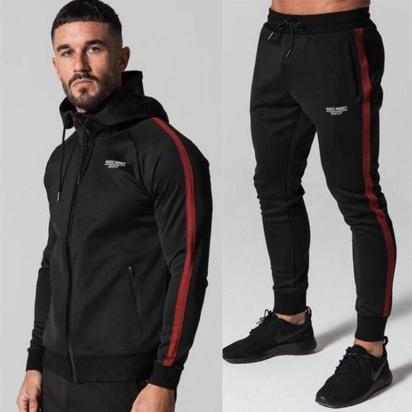 Clothing Set Men Running Suit Set Gym Sportswear Tracksuits Sets Fitness Body building Mens Hoodies+Pants Sport Outwear Men
