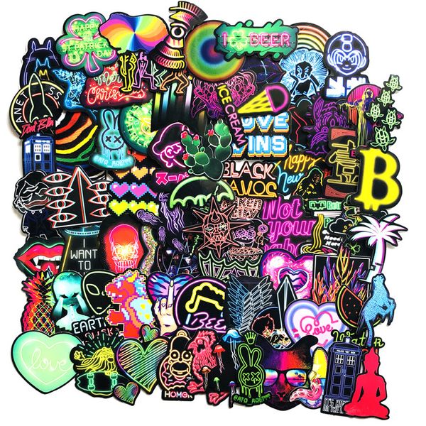 75 pcs-bag Mixed Car Stickers Neon Graffiti For Laptop Helmet Skateboard Stickers Pad Bicycle Motorcycle PS4 Phone Notebook Guitar Decal Pvc