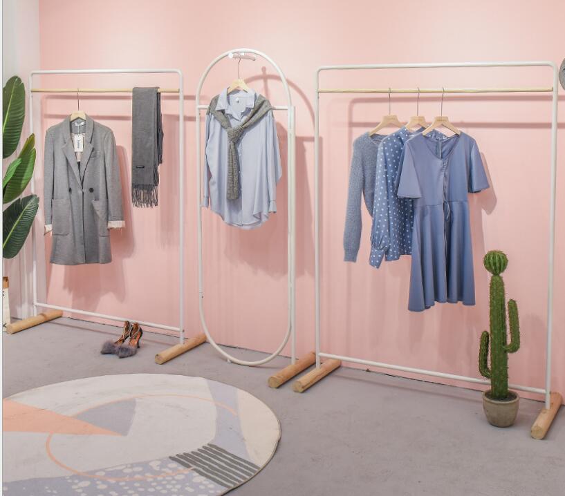 White floor clothes rack Bedroom Furniture clothing store display racks combination women&#039;s clot shop shelf children&#039;s show Island hanger