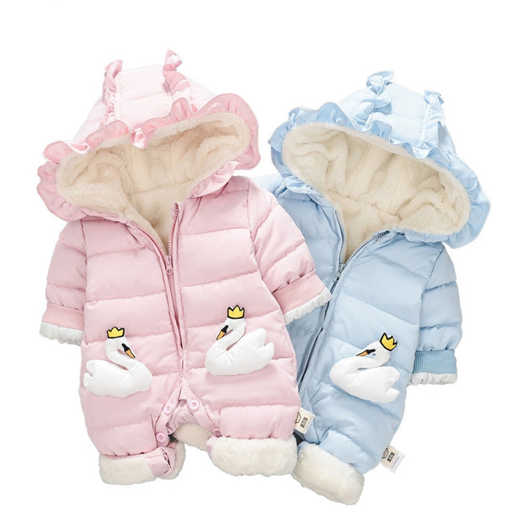 Cartoon Coat Baby Girl Winter Coat Romper Jumpsuit Zipper Hooded Outerwear Cotton Baby Coat Boy Down Jacket For Girl